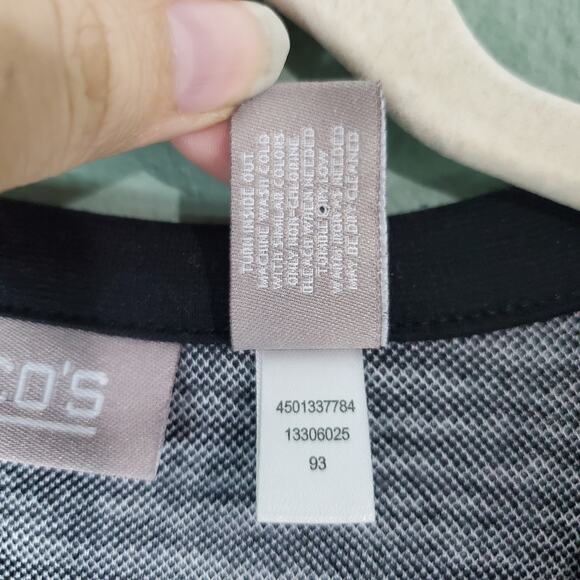 Chico's Womens Black Sweater Cardigan Banded Open Front Jacket Size 1 Medium - Picture 5 of 5